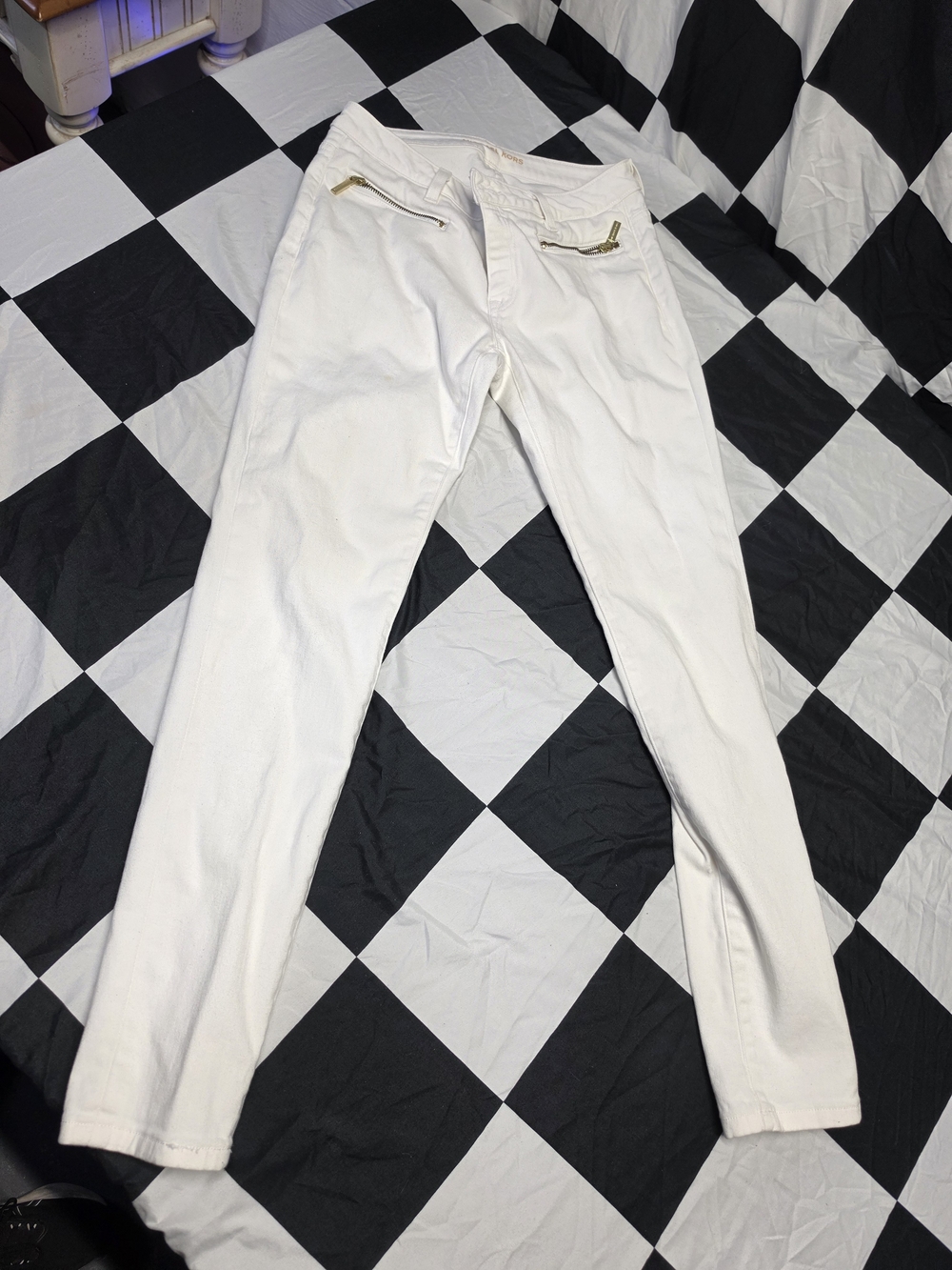 Michael Kors White Jeans with Gold Logo Detail